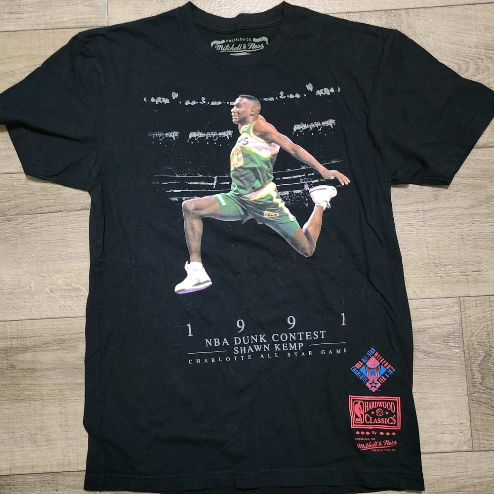 Mitchell & Ness Shawn Kemp 1991 NBA Dunk Contest Shirt Mens Small Black Sonics